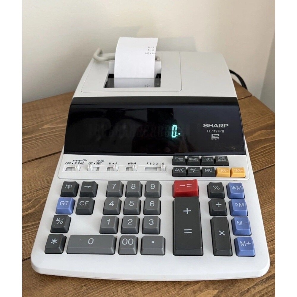 Sharp EL-1197PIII 12-Digit Printing Calculator Adding Machine Tested Working